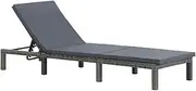 Sun Lounger with Cushion Poly Rattan Anthracite,Sun Loungers-47752