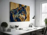 Luminous Blue Wolf Male Wall Art Canvas Unframed Print Art