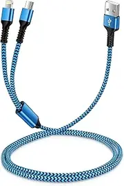 Lightning & USB-c 2-in-1 Charging Cable (4 Feet), USB to Lightning & USB to Usbc Long Fast Charger Cord for iPhone 16 15 Plus 14 13 12 Pro/max I iPad Pro/air/Mini, Samsung Galaxy, Google Pixel