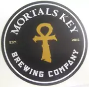 MORTALS KEY BREWING CO., 2 7/8 inch Beer STICKER, Label, Jamestown, PENNSYLVANIA