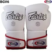 FAIRTEX BGV6 MUAY THAI KICK BOXING GLOVES WHITE BLACK RED ANGULAR SPARRING MMA