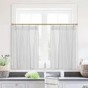 Short Curtains for Windows,Sheer Linen Pattern Privacy Pinch Pleat Small Gray