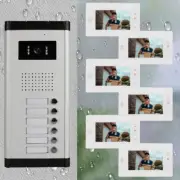 5 Units Apartment Video Intercom System 7 inch Monitor Video Door Phone Kit