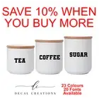 Coffee Tea Sugar Set Of 3 Kitchen Pantry Organisation Decal Label Sticker Font18