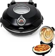 [CULINARY CHEF] Electric pizza oven with ceramic stone, viewing window, adjustable heat control, timer and baking power of 1200W, homemade pizza, large capacity