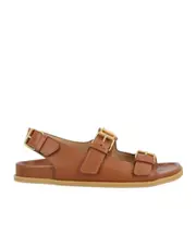 Valentino Double Buckle-Strap Open Toe Sandals 36,37.5,37,38.5,38,39,40 brown