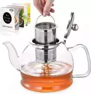 STNTUS Glass Teapot 27oz./800ml, with Infusers for Loose Tea, Tea Pot for Stove