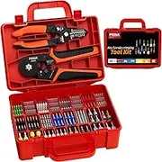 PEBA Ferrule Crimping Tool, with 24 Types of Wire Ferrules/Twin Ferrules Connectors and AWG 28-7 Self-Adjusting Crimping Pliers, Wire Stripper | Hexagonal Crimper for Insulated/Uninsulated Ferrules