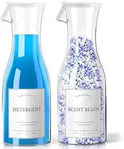OneDream Laundry Detergent Dispenser 40oz for Laundry Room, Laundry Room Organization for Liquid Soap Scent Booster Softener Bleach Beads Fabric Softener, Laundry Powder Container Bottle 2pack