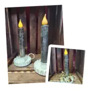 Pair of 7 inch Battery Operated Timer Taper Candles - Country Black
