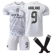 Beakey Manchester City Dragon HAALAND #9 Soccer Jersey for Kids Adult 3 Pcs Outfits-White