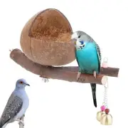 Natural Coconut Shell Bird Nest with Coconut Mat Breeding House Hut Cage with...