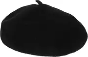 [CATIEBYE] Women's French Beret Hat Warm Woolen Beanie Casual Party Wear Beret Hat for Women Black
