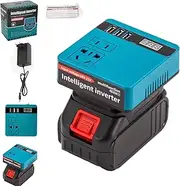 Smart Inverter with Lithium Battery, 21V to 220VAC Portable Multifunctional Inverter, Power Inverter with Voltage Display Function, 21V to Dc 220v Battery Inverter (with Battery&Charger)