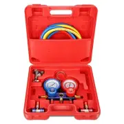 R410 R-22 R134A R404 Charging Diagnose Tool 3 Way AC Manifold Gauge&5FT Hose Set