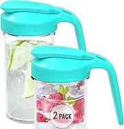 Masontops Multi Pour Top Mason Jar Lid with Handle - Wide Mouth Mason Jar Pour Spout Lid Pourer - Ball Mason Jar Pitcher Lid with Handle and Flip Cap – Glass Mason Jar Pitcher Not included - 2 Pack