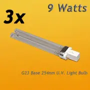 3pcs 9W 9 WATT UV UVC PL-S9/TUV G23 Base UVC Light Bulb