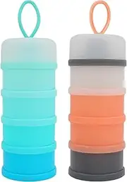 Baby Milk Powder Scoop, Stackable Milk Powder Dispenser, Portable Formula Dispenser, Milk Powder, Powder Scoop, Milk Dispenser On The Go (Romantic Pink + Dreamy Blue)