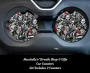 Black & White Horror Villain Mash Up Car Coasters