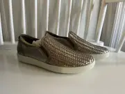 ECCO Soft 7 Womens Slip On Woven Leather Shoes Metallic