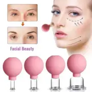 4pcs Health Massage Vacuum Cupping Cups Set Rubber Glass Anti Cellulite Massager