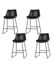 [Artiss] Leather Padded Metal Legs Bar Stools x4 in Black