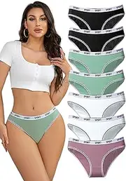 [Cinvik] Womens Cotton Underwear Cotton Panties for Women Ladies Underpants High Cut Bikini Comfy Ladies Plus Size Multipack