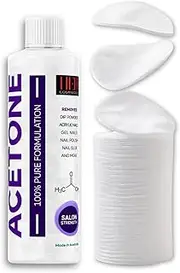 Pure Acetone Gel Acrylic Nail Polish Soak Off Remover 250ml Heavy Duty Cleaner, Tone cleaner, multipurpose Cleaner | Cotton Rounds 100 pk
