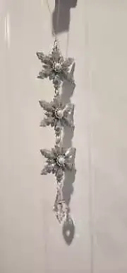 Platinum Silver 3-Piece Snowflake Dangle Ornament Christmas Decor