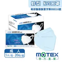 在飛比找PChome24h購物優惠-【MOTEX 摩戴舒】N95立體醫用口罩 *藍色*(1片/包