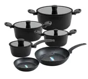 10pc Marble Stone Non-Stick Cookware Set, Frypan, Saucepan, Casserole