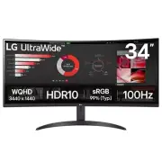 LG 34WR50QK-B QHD UltraWide Curved Monitor, 3440x1440, 5ms, 100Hz, 2xHDMI, DP,Ti