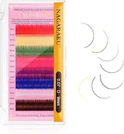 NAGARAKU Colored Eyelash Extensions 8 Colors Rainbow 0.07mm D curl 9mm Purple Blue Pink Brown Individual Lashes Soft Natural Professional Salon Supplies