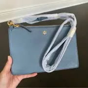 New Tory Burch Blake Double Zip Leather Crossbody 87989 in Brunnera