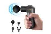 NAIPO BLACK MINI DEEP TISSUE PERCUSSION MASSAGE GUN | SUPER LIGHT AND PORTABLE, 5 SPEEDS, 4 INTERCHANGEABLE HEADS
