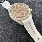 20mm WHITE Vulcanized Caoutchouc ORANGE Stripe Omega Speedmaster Jupiter Swatch