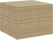 vidaXL Poly Rattan Garden Storage Box - 291L Water-Resistant Outdoor Cushion Storage with Steel Frame, Mix Beige, Modern Patio Organizer