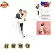 Romantic Interracial Cake Topper - African American Groom with Caucasian Bride