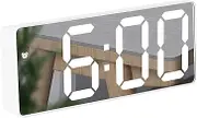 Lancoon LED Digital Alarm Clock, Small with Mirror Rectangular Easy to Operate Battery Support Charging Port 12/24 Hour Adjustable Brightness for Home Bedside