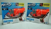 2-NERF Fortnite Flare Dart Blaster, Break-Open Loading, Includes 3 Mega Darts B1