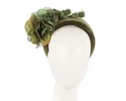 Green wide flower racing fascinator headband Made in Australia by MAX ALEXANDER