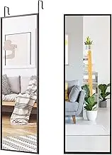 Giantex Full Length Mirror for Wall, Iron Thin Frame, Over The Door Mirror with 2 Sets of Height Adjusting Hanging Hooks for Bedroom, Bathroom, Dorm, Entryway, Easy Assembly, Coffee