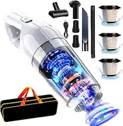 Handheld Vacuum Cleaner, 15000Pa Handheld Vacuum Cleaner Battery Bagless Wet Dry Test Winner Car Vacuum Cleaner 120 W Wireless Handheld Vacuum Cleaner Mini Vacuum Cleaner for Car, Home, Pet Hair,