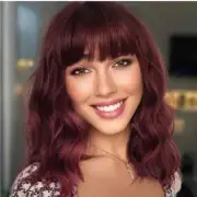 Curly Bob Synthetic Wig in Wine Red NWT High Quality