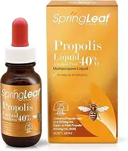 Spring Leaf Propolis Liquid 40% 25ml Alcohol Free - Relieve Cold & Flu Symptoms - Relieve Symptoms of Minor Skin Wounds & Disorder - Natural Antibiotic Flavonoid & Vitamins Rich
