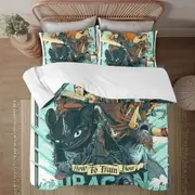 v6402 Bed Sheets Bedding How to Train Your Dragon 3-Piece Bedding Set1 Quilt Cover +2 Pillowcases For Kids Boys Girls Adult Cartoon Warm Cute Fashion