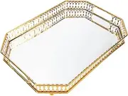 TEMPNAP Metallic Mirror Tray Jewelry Organizer Perfume Storage Bathroom Accessory Decorative Trinket Holder