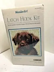 WONDER ART LATCH HOOK KIT 12x12 CHOCOLATE LAB LABRADOR DOG BY CARON, NEW IN BOX