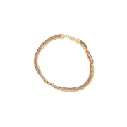 19cm Three Tone Fancy Rope Bracelet in 10kt Yellow Gold