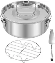 Stainless Steel Flan Pan, 1.5QT Flan Mold with Lid, 7.5×7.5×3 Inch Flan Maker with Rack and Spatula, Multifunctional Flanera Mold Cooker for Home Baking